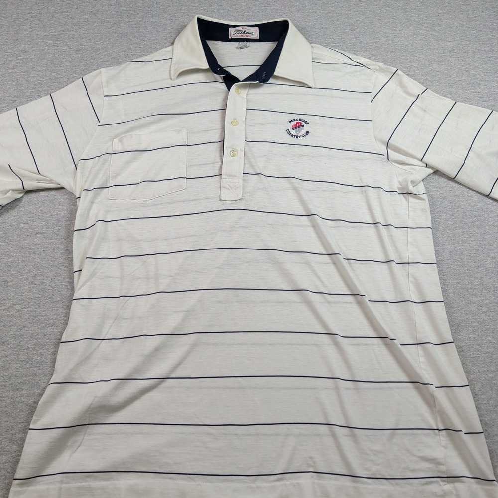Titleist Park Ridge Country Club Polo Shirt Mens XL White Striped Pima Cotton